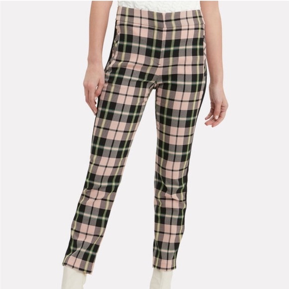 VERONICA BEARD Gemini Pink Plaid Tuxedo Pants Size 6 - Picture 2 of 13